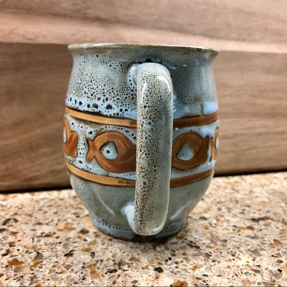 Vintage Japan Speckled Drip Glaze Ceramic Coffee Mug Set of 4 Blue Copper - Picture 3 of 8